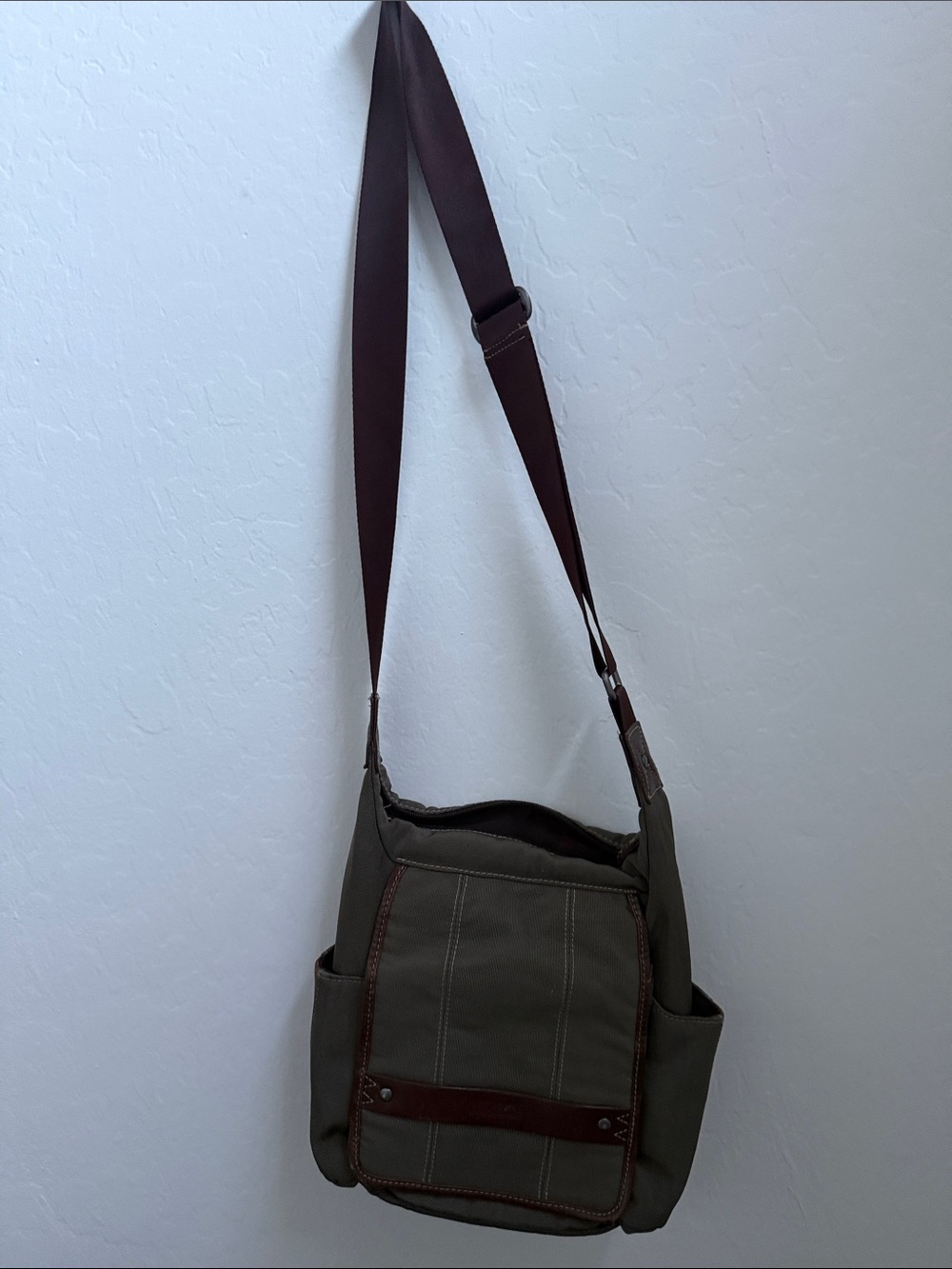 Men's Olive Green Crossbody Shoulder Bag